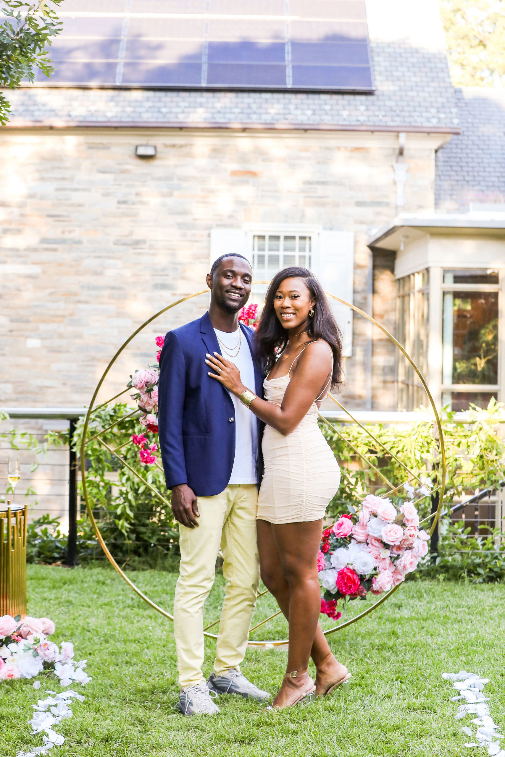 Newly Engaged Couple in Washington DC Garden after Proposal